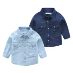 Boys Button Down Shirt Long Sleeve Toddler Denim Shirt with Pocket