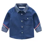 Boys Button Down Shirt Long Sleeve Toddler Denim Shirt with Pocket