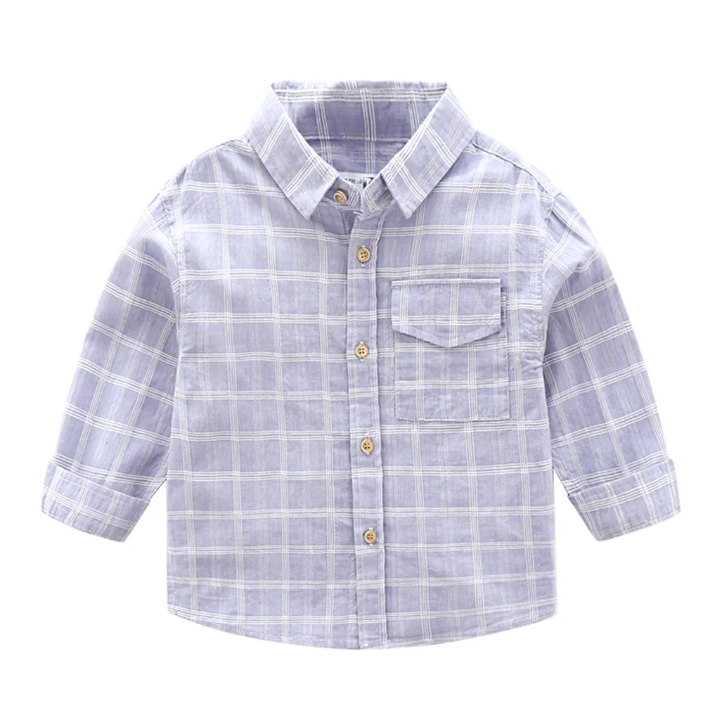 KISFLY Boys Tshirts  Cotton Long Sleeve Clothes Button Down Shirts with Pocket
