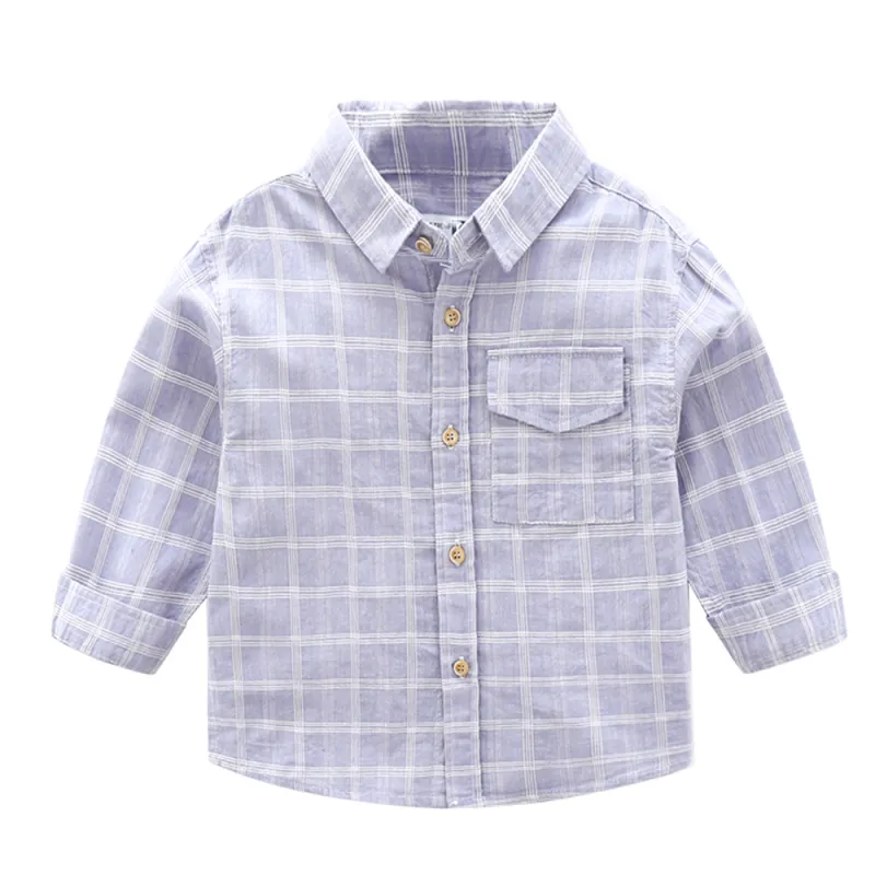 KISFLY Boys Tshirts  Cotton Long Sleeve Clothes Button Down Shirts with Pocket