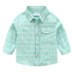 KISFLY Boys Tshirts  Cotton Long Sleeve Clothes Button Down Shirts with Pocket