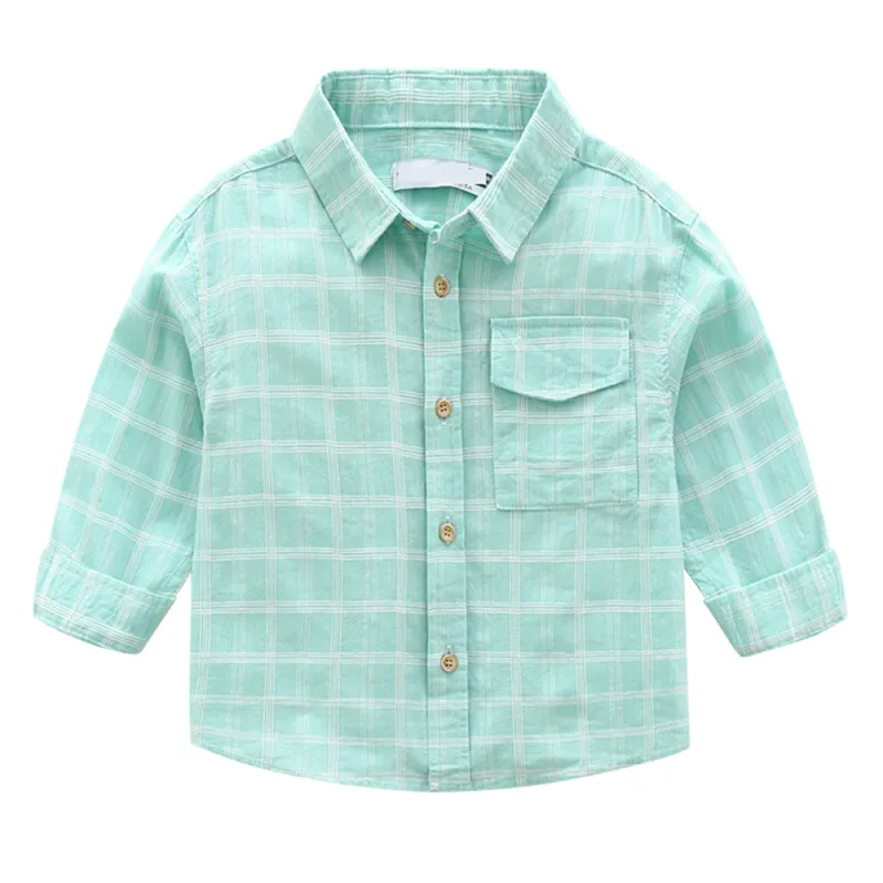 KISFLY Boys Tshirts  Cotton Long Sleeve Clothes Button Down Shirts with Pocket