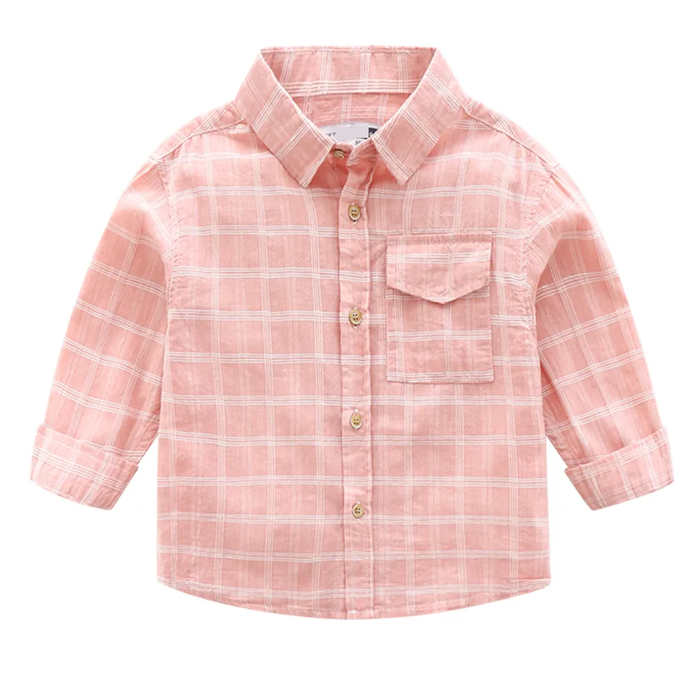 KISFLY Boys Tshirts  Cotton Long Sleeve Clothes Button Down Shirts with Pocket