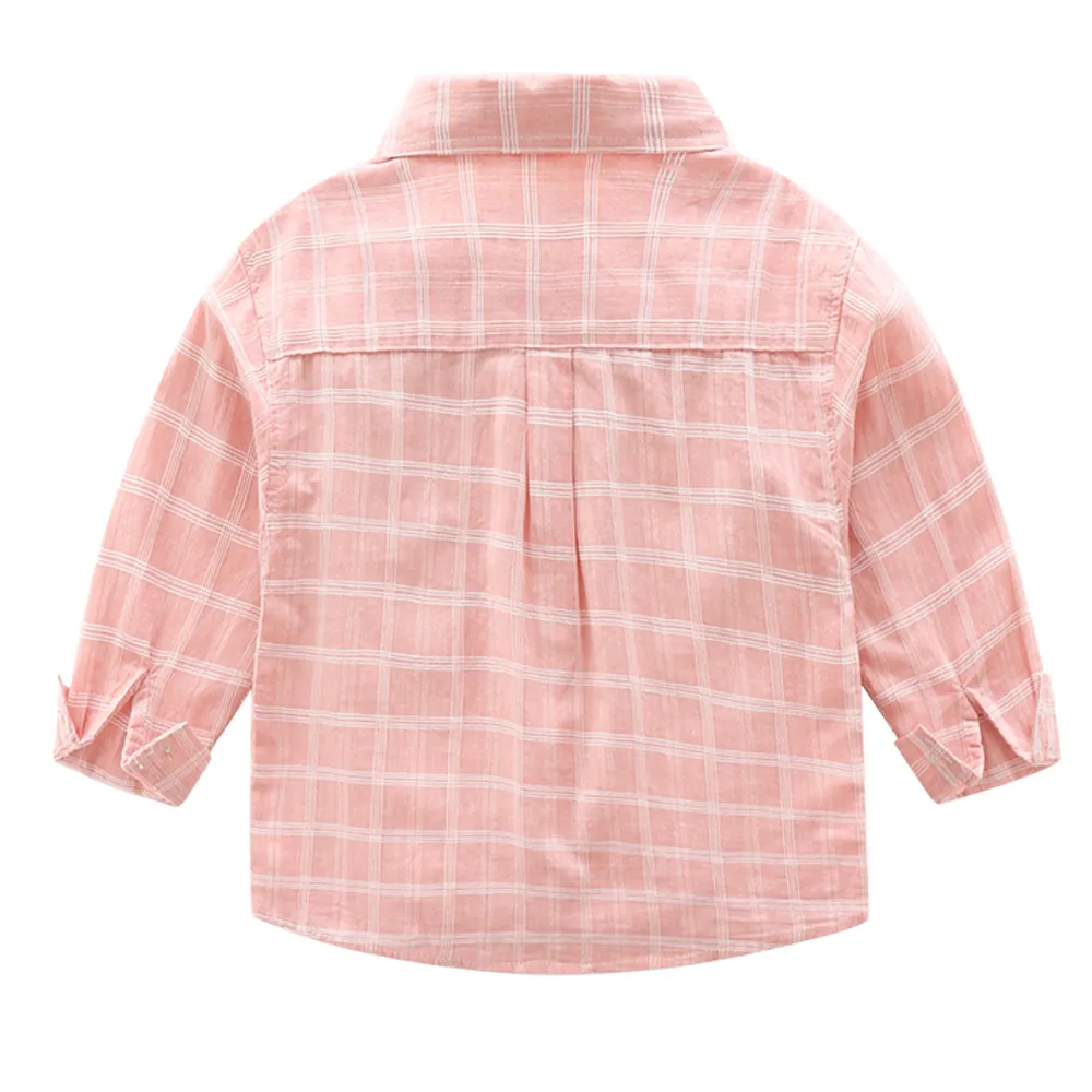 KISFLY Boys Tshirts  Cotton Long Sleeve Clothes Button Down Shirts with Pocket