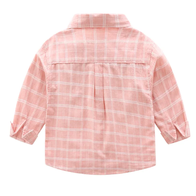 KISFLY Boys Tshirts  Cotton Long Sleeve Clothes Button Down Shirts with Pocket