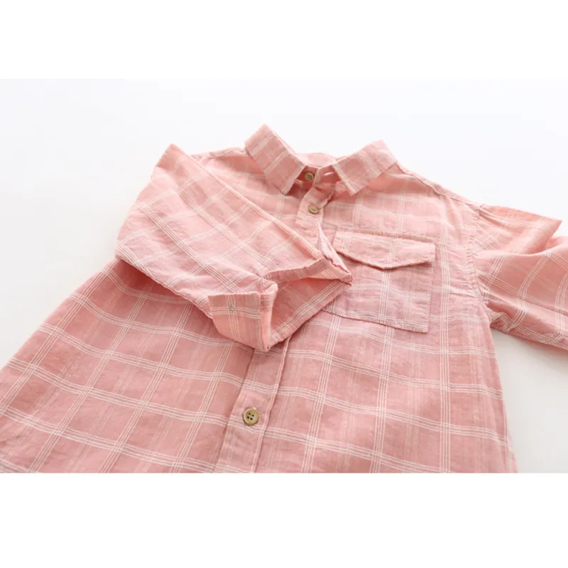 KISFLY Boys Tshirts  Cotton Long Sleeve Clothes Button Down Shirts with Pocket