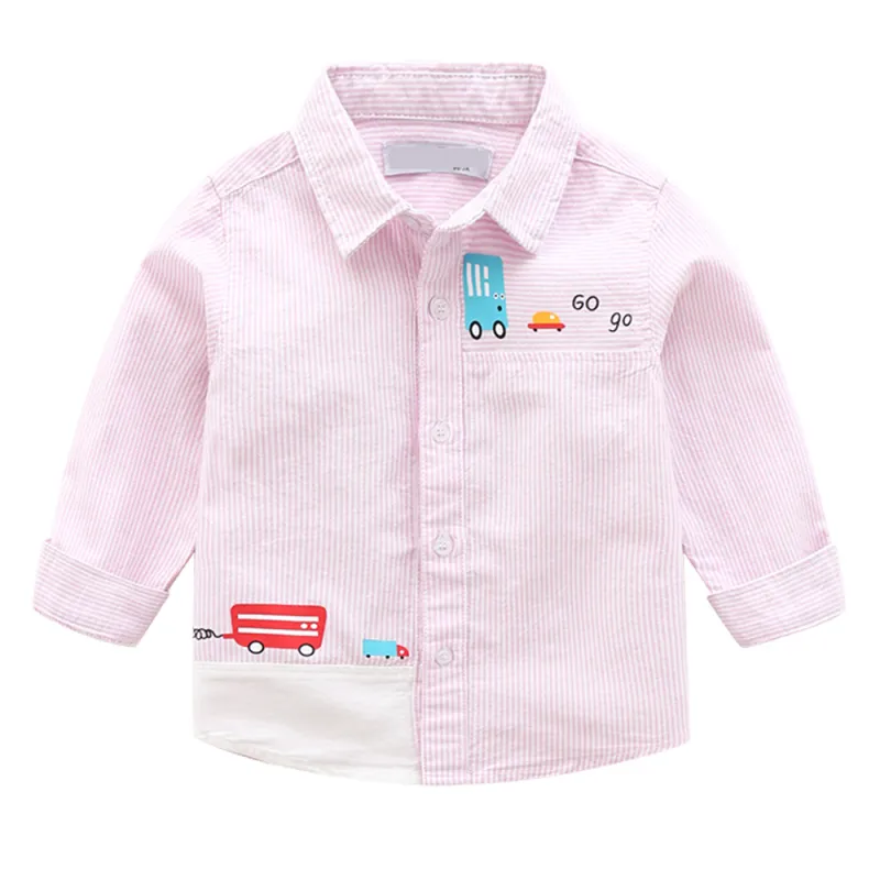 KISFLY Long Sleeve Shirts for Boys Cotton Stripes Button Down T-Shirts