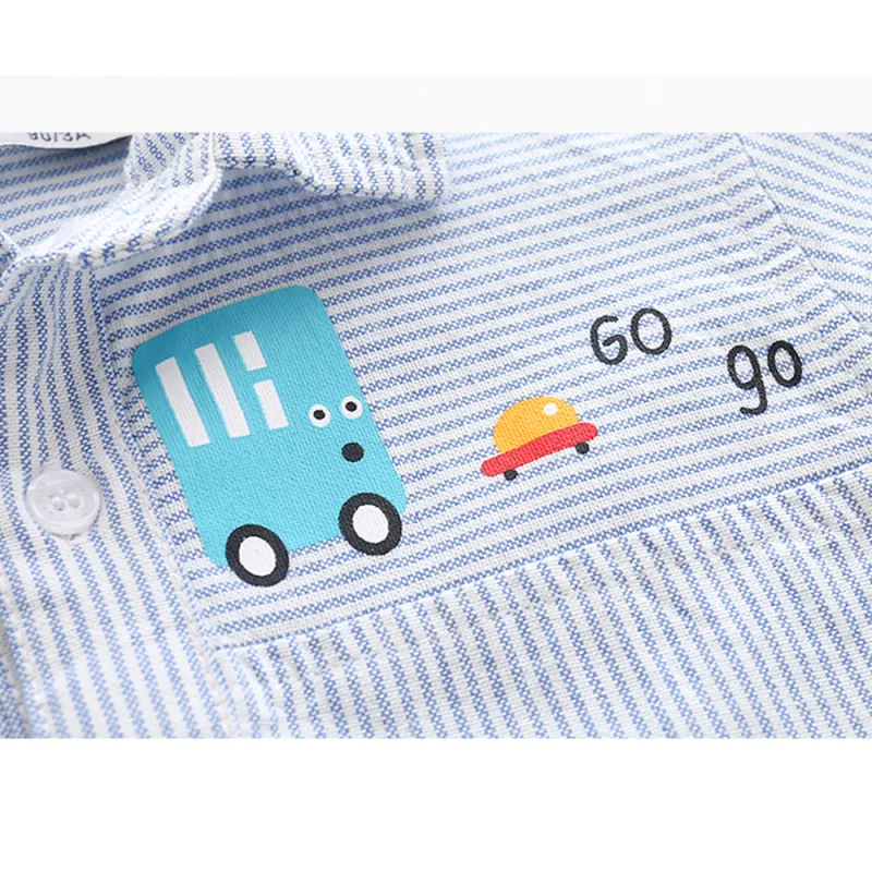 KISFLY Long Sleeve Shirts for Boys Cotton Stripes Button Down T-Shirts
