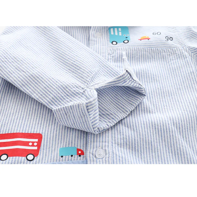 KISFLY Long Sleeve Shirts for Boys Cotton Stripes Button Down T-Shirts