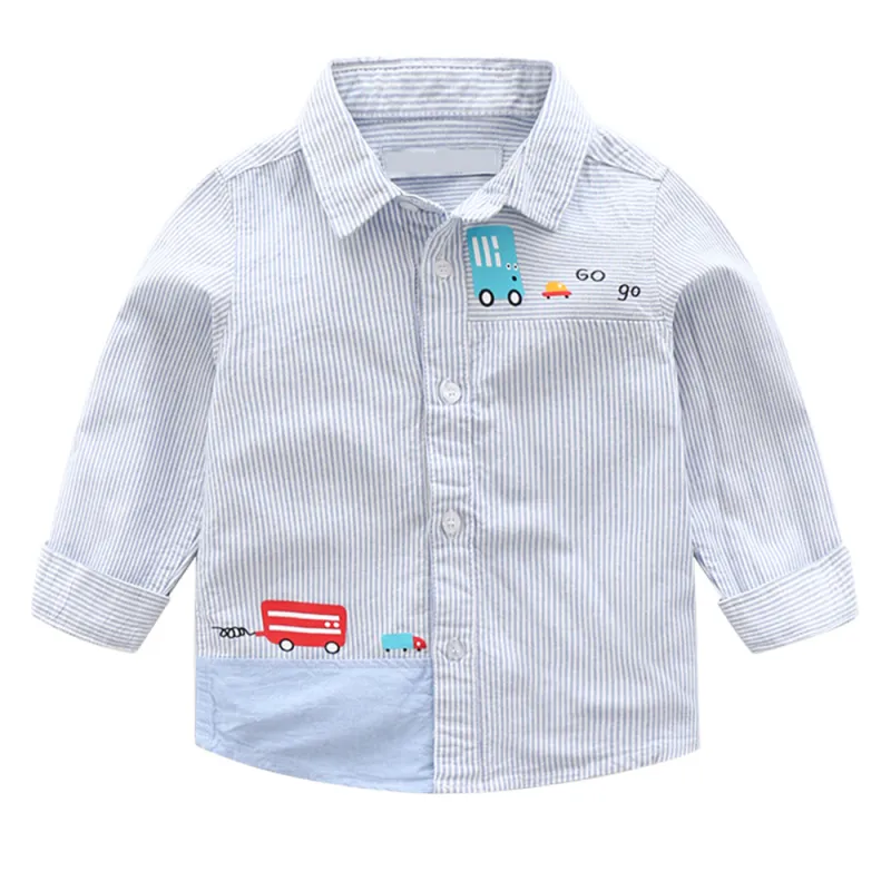 KISFLY Long Sleeve Shirts for Boys Cotton Stripes Button Down T-Shirts
