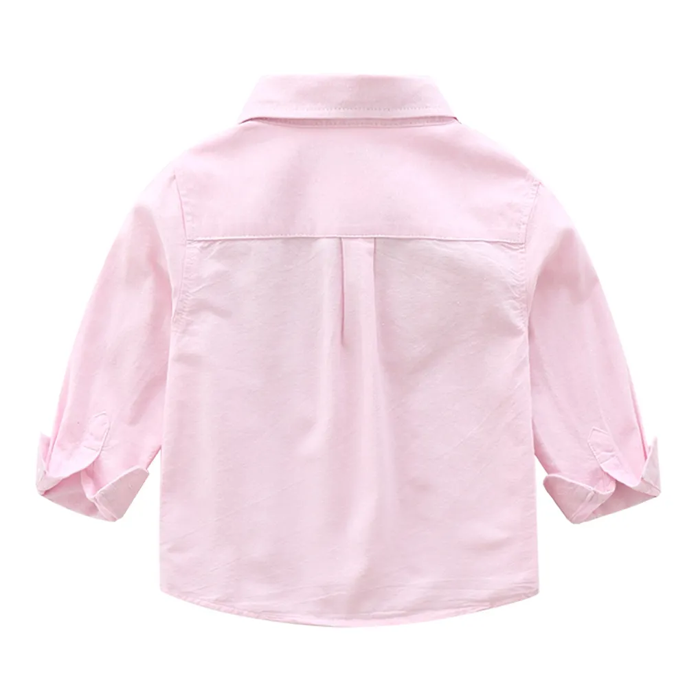 KISFLY Boy Button Down Shirt Long Sleeve Clothes Bow Tie Dress Shirts