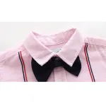 KISFLY Boy Button Down Shirt Long Sleeve Clothes Bow Tie Dress Shirts