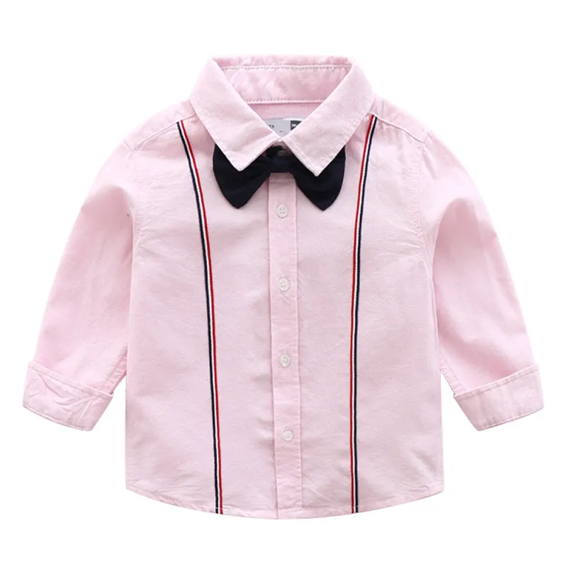 KISFLY Boy Button Down Shirt Long Sleeve Clothes Bow Tie Dress Shirts