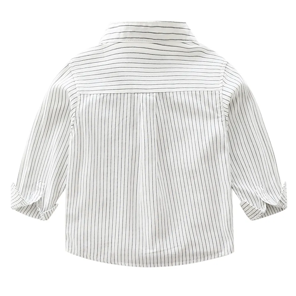 KISFLY Boys Shirt Button Down Long Sleeve Shirts Toddler Cotton Striped Tops T-Shirt