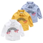 Button Down Shirt Boys Long Sleeve Rainbow Dinosaur Shirts