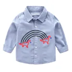 Button Down Shirt Boys Long Sleeve Rainbow Dinosaur Shirts