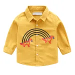 Button Down Shirt Boys Long Sleeve Rainbow Dinosaur Shirts