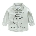 KISFLY Boys Shirt Button Down Long Sleeve Shirts Toddler Cotton Clothes Lovely Alphanumeric Pattern Shirt
