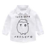 KISFLY Boys Shirt Button Down Long Sleeve Shirts Toddler Cotton Clothes Lovely Alphanumeric Pattern Shirt