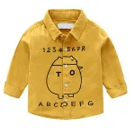 KISFLY Boys Shirt Button Down Long Sleeve Shirts Toddler Cotton Clothes Lovely Alphanumeric Pattern Shirt