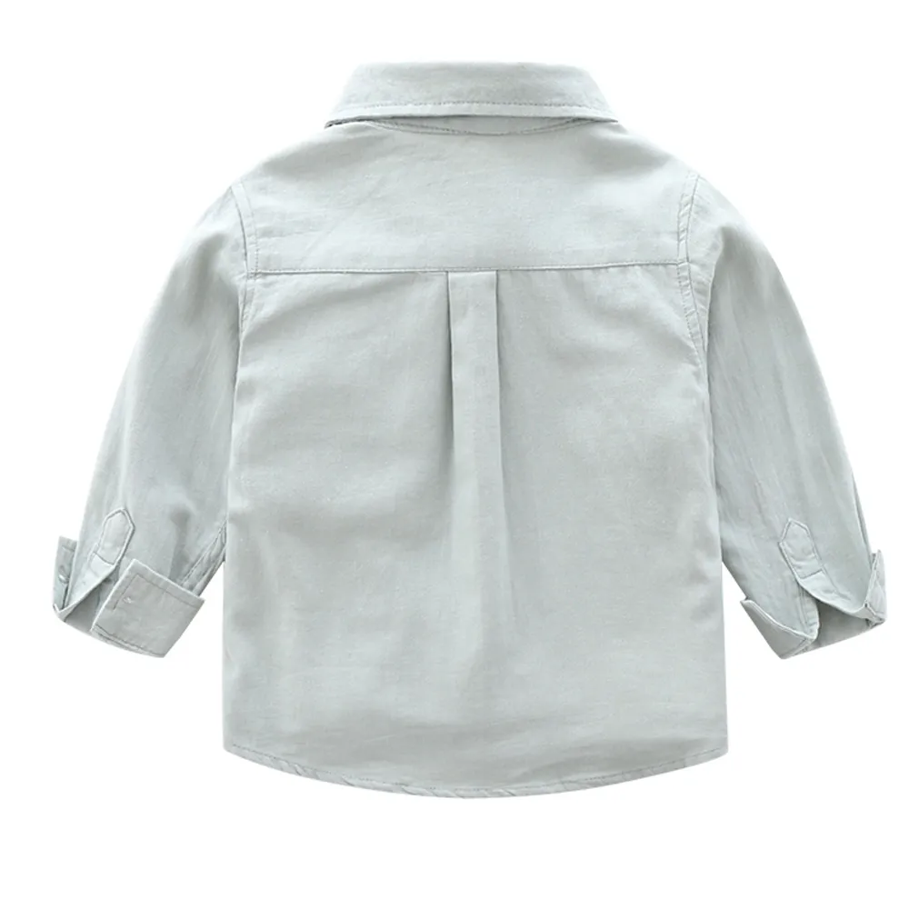 KISFLY Boys Shirt Button Down Long Sleeve Shirts Toddler Cotton Clothes Lovely Alphanumeric Pattern Shirt