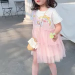 2021 New Girls Dresses Summer Beautiful girl false two dresses girl princess gauze skirt