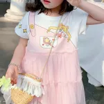 2021 New Girls Dresses Summer Beautiful girl false two dresses girl princess gauze skirt