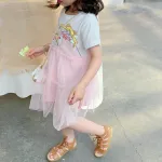 2021 New Girls Dresses Summer Beautiful girl false two dresses girl princess gauze skirt