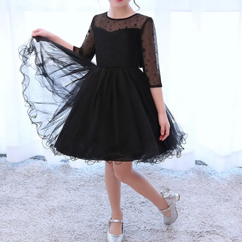 Princess Girls Dress for Wedding Birthday Party Piano Show Black Dress 