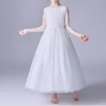Princess Girls Dress for Wedding Birthday Party Piano Show White Dress
