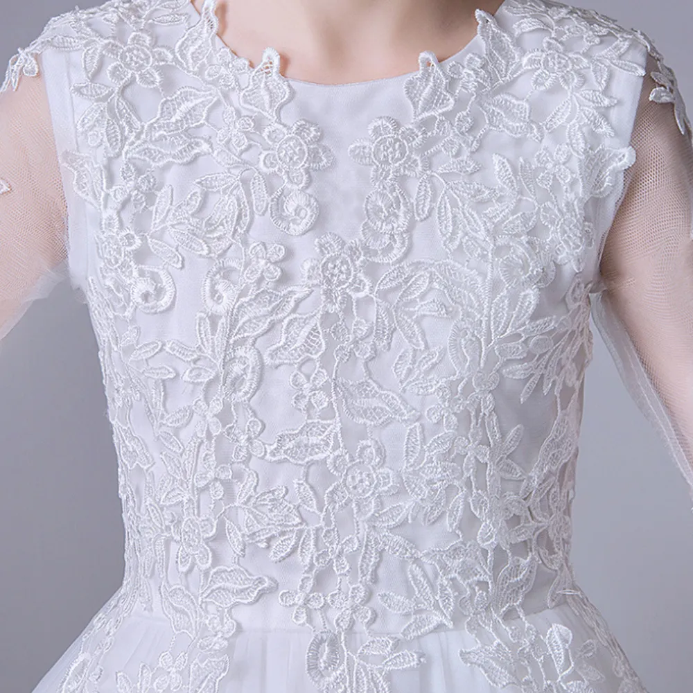 Princess Girls Dress for Wedding Birthday Party Piano Show White Dress