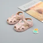 Baby Sandals Girls Cute Leather Comfortable Flats Soft Closed Toe Rubber Sole Summer Princess Dress Shoes 0-2 Years Old