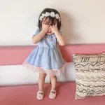 Baby Girls Dresses Summer Princess Sleeve Lace Collar Short-Sleeve Dress 