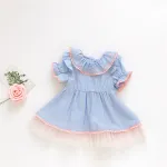 Baby Girls Dresses Summer Princess Sleeve Lace Collar Short-Sleeve Dress 
