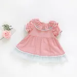Baby Girls Dresses Summer Princess Sleeve Lace Collar Short-Sleeve Dress 