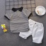 2021 New Baby Boys Clothes Summer Cotton Stripe Short-Sleeve T-Shirt and Shorts Set