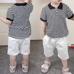 2021 New Baby Boys Clothes Summer Cotton Stripe Short-Sleeve T-Shirt and Shorts Set