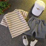 Baby Boys T-Shirts and Shorts Set Summer Cotton Stripe Short-Sleeve Clothes