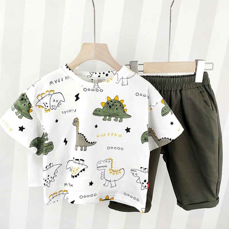 Baby Boys Shorts and T-Shirts Set Summer Cotton Short-Sleeve Cute Pattern Clothes