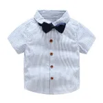 Baby Boys Cotton Gentleman Bowtie Short-Sleeve T-Shirt+Overalls Shorts Outfits Set