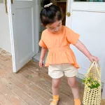 2021 New Baby Girls Shirts Summer Irregular Open-Back Strappy Shirt  Short-Sleeve Clothes