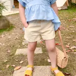 2021 New Baby Girls Shirts Summer Irregular Open-Back Strappy Shirt  Short-Sleeve Clothes