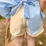 2021 New Baby Girls Shirts Summer Irregular Open-Back Strappy Shirt  Short-Sleeve Clothes