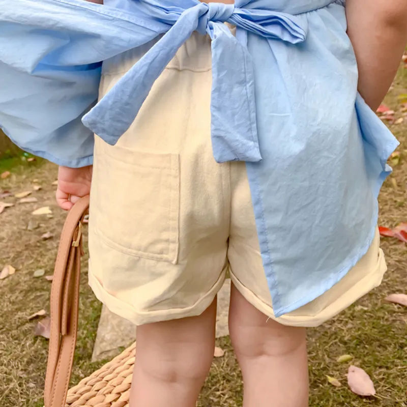 2021 New Baby Girls Shirts Summer Irregular Open-Back Strappy Shirt  Short-Sleeve Clothes