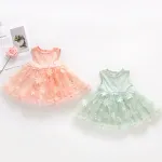 Baby Girls Dresses Summer Sleeveless Three-Dimensional Floral Gauze Princess Dress
