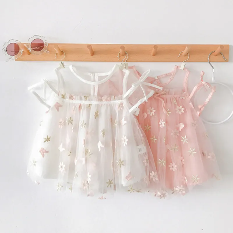 2021 New Baby Girls Dresses Summer Sleeveless Printing Gauze Princess Dress