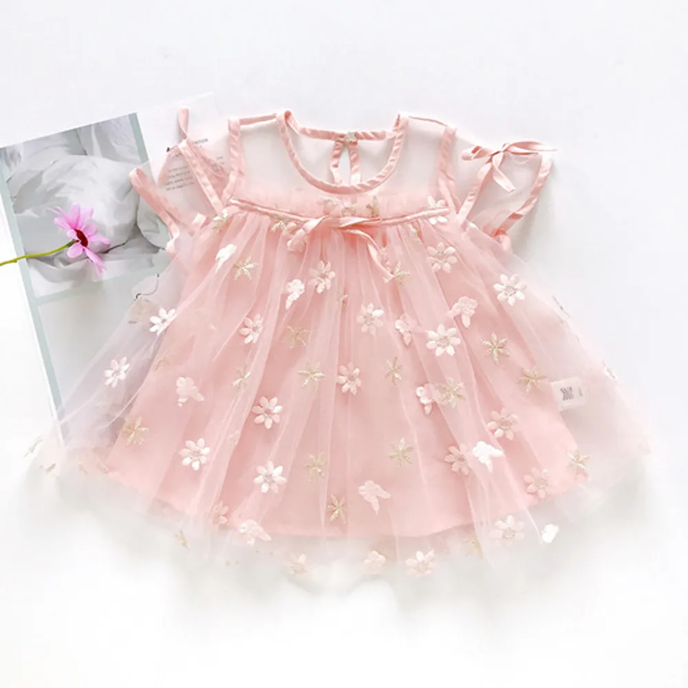 2021 New Baby Girls Dresses Summer Sleeveless Printing Gauze Princess Dress