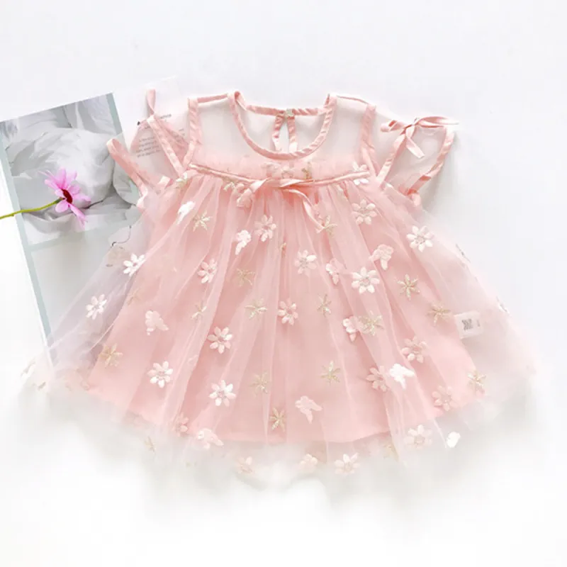 2021 New Baby Girls Dresses Summer Sleeveless Printing Gauze Princess Dress