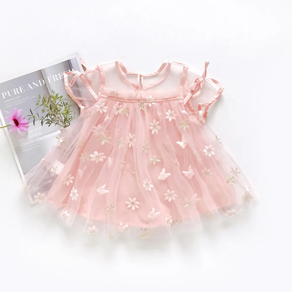 2021 New Baby Girls Dresses Summer Sleeveless Printing Gauze Princess Dress