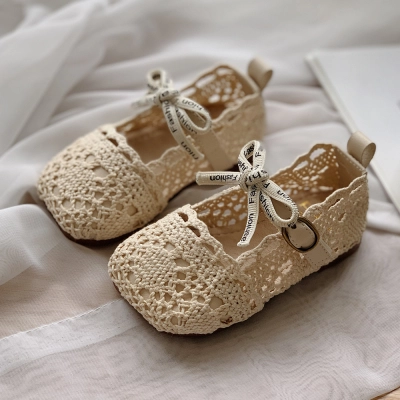Toddler Baby Girls Shoes Soft Sole Non Slip Knitted Comfortable Walking Mary Jane Shoes  01